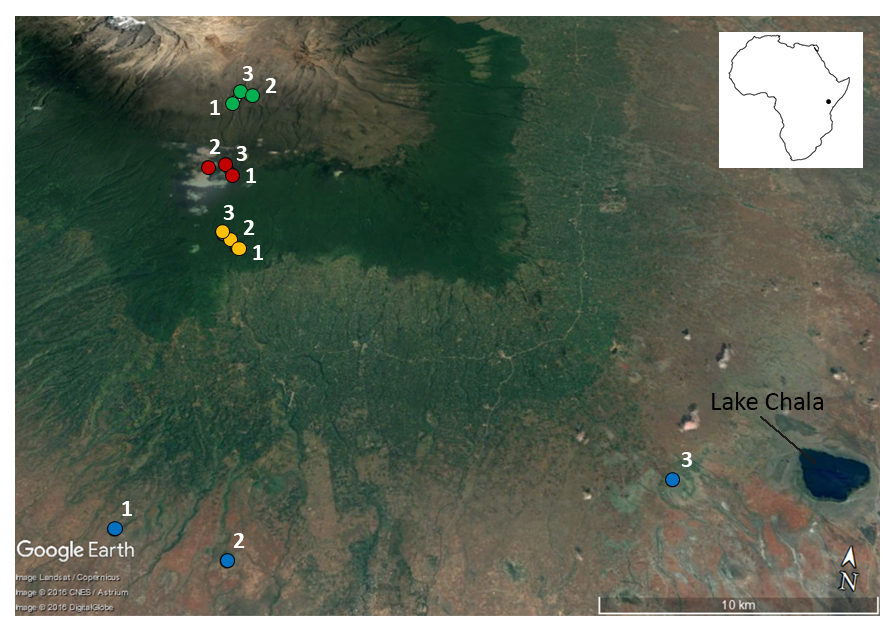 Map Kilimanjaro sites